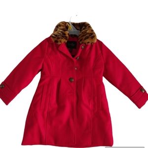 Jessica Simpson Faux Fur Trim Pea Coat Girls 4T